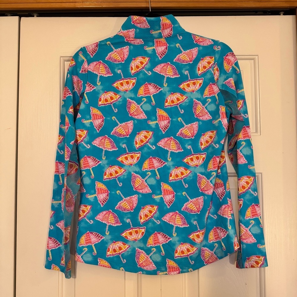 Ibkul Franny Turquoise Mock Neck Zip Up - Picture 4 of 7